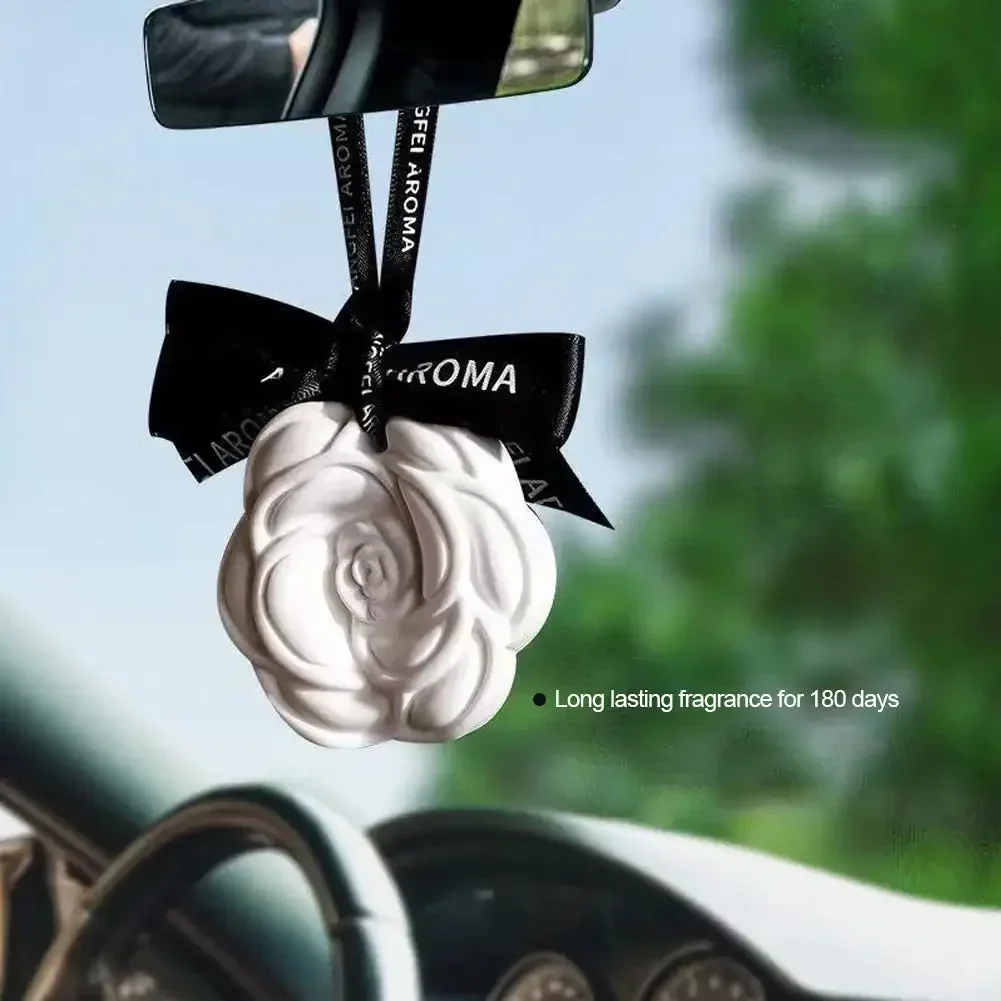 Car Hanging Air Freshener Beautiful White Flower Perfume for Car Styling Aroma Fresh Air Purifier Interior Decorations Ornament