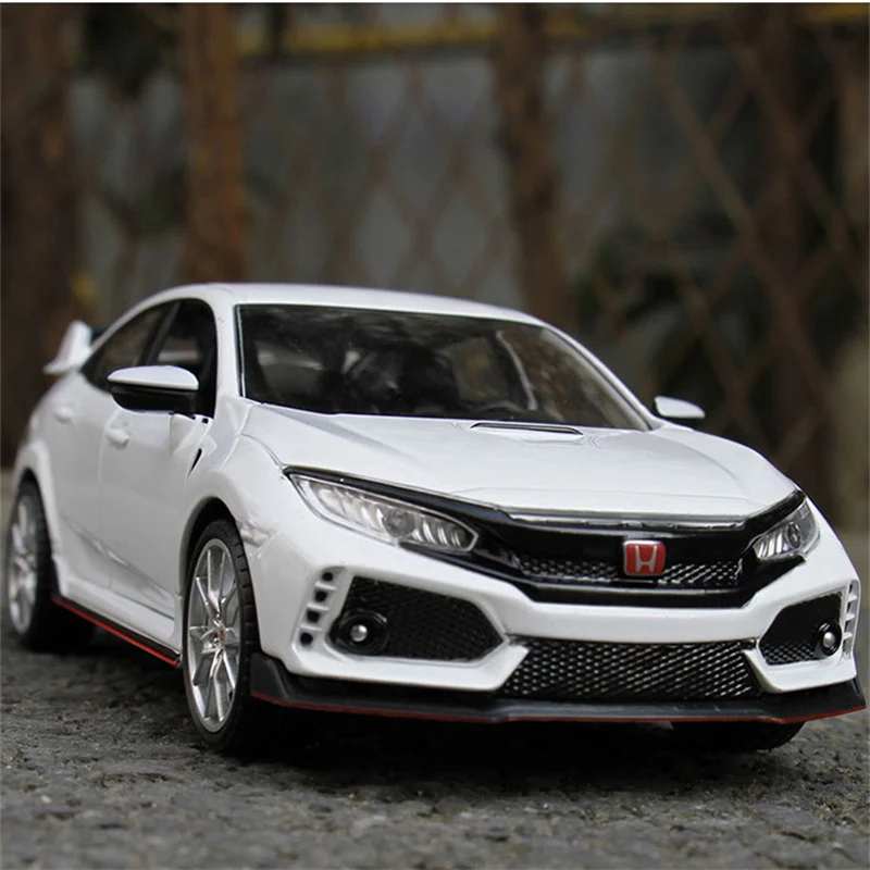 New 1:24 HONDA CIVIC TYPE-R Alloy Car Model Diecast Vehicles Metal Sports Car Model Sound and Light Collection Children Toy Gift