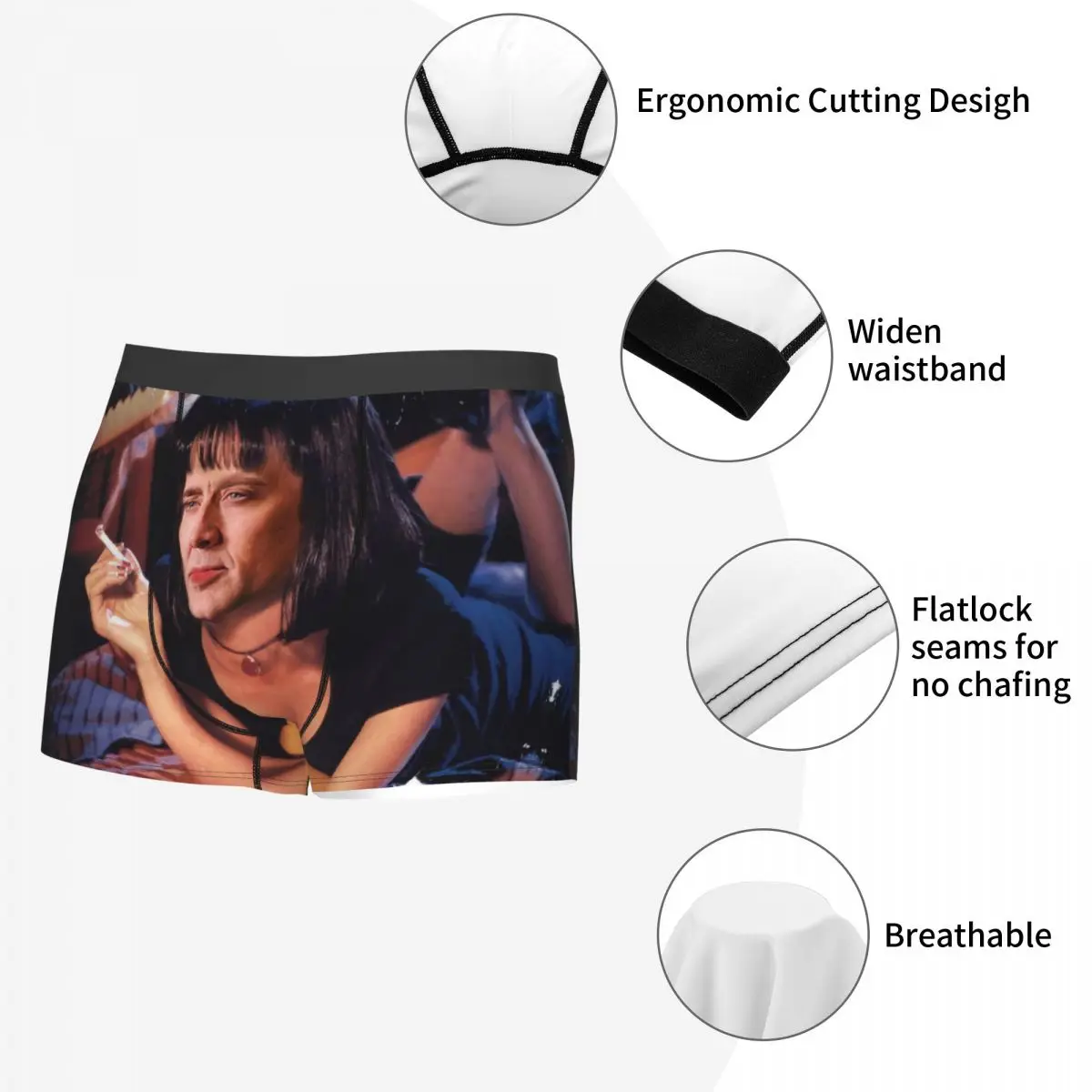 Custom Nicolas Cage Pulp Fiction Meme Boxer Shorts For Homme 3D Print Male Underwear Panties Briefs Stretch Underpants