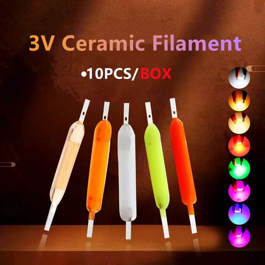 Image of 10 TEILE/SCHACHTEL 3V COB LED Keramik Filament Edison Glühbirne Glühlampen Dioden Zubehör Mehrfarbige Urlaub Beleuchtung Dekoration
