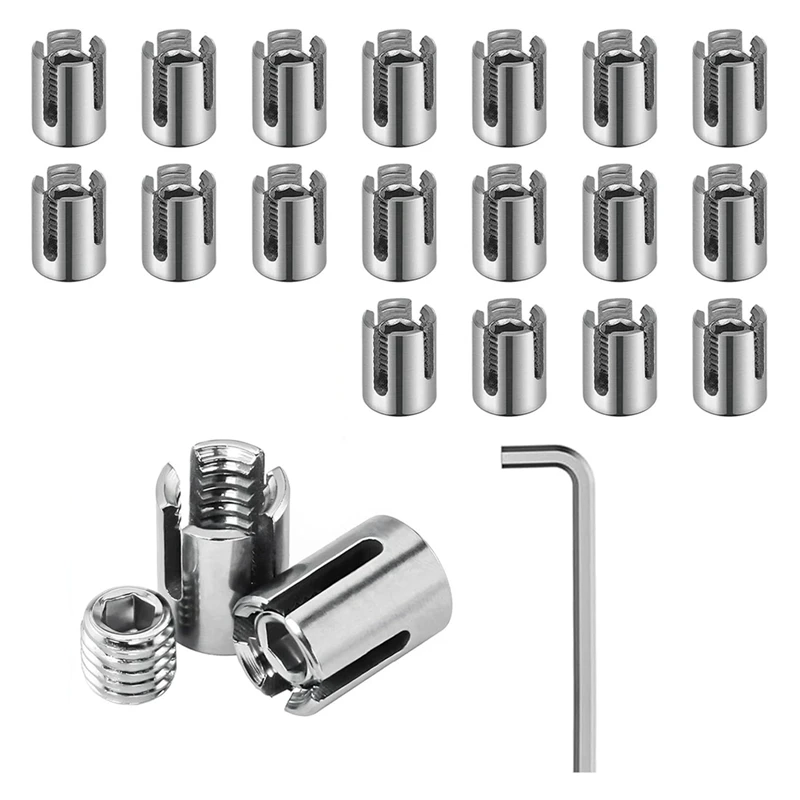 Top-20PCS Cross Cable Clamps, Stainless Steel Cross Clamps For 1/8Inch Wire Rope Or Rod Fittings, No Drilling Required Clips