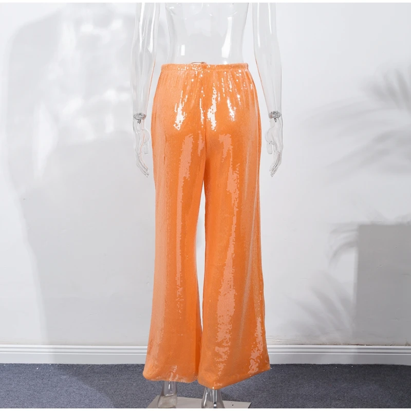 Sequin Loose Summer Women's Pants Low-rise Drawstring Straight Wide Leg Y2k Pant And Trousers New Beach Casual Clothes 2026