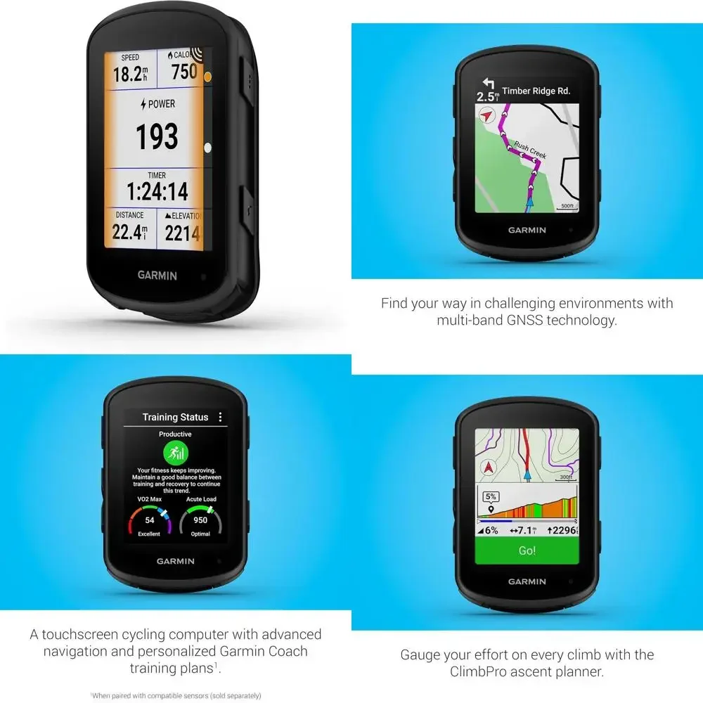 

Велокомпьютер с сенсорным экраном и кнопками, GPS, адаптивной навигацией и расширенными функциями