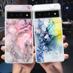 Watercolor Painting Marble Phone Case Cover for Google Pixel 8 7 6 5 4 4XL Silicone 7A 6A 5A 4A 3A 3AXLPro 5G Transparent Shell
