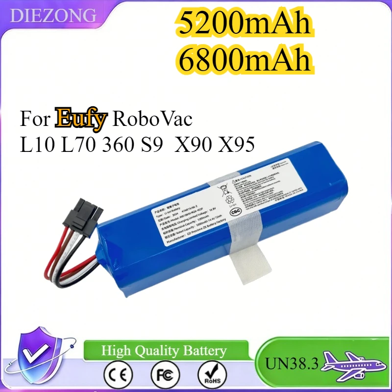 

6800mAh/5200mAh High Capacity Battery for Eufy RoboVac Vacuum Cleaner L10 L70 360 S9 X90 X95 Cleaning Robot Battery