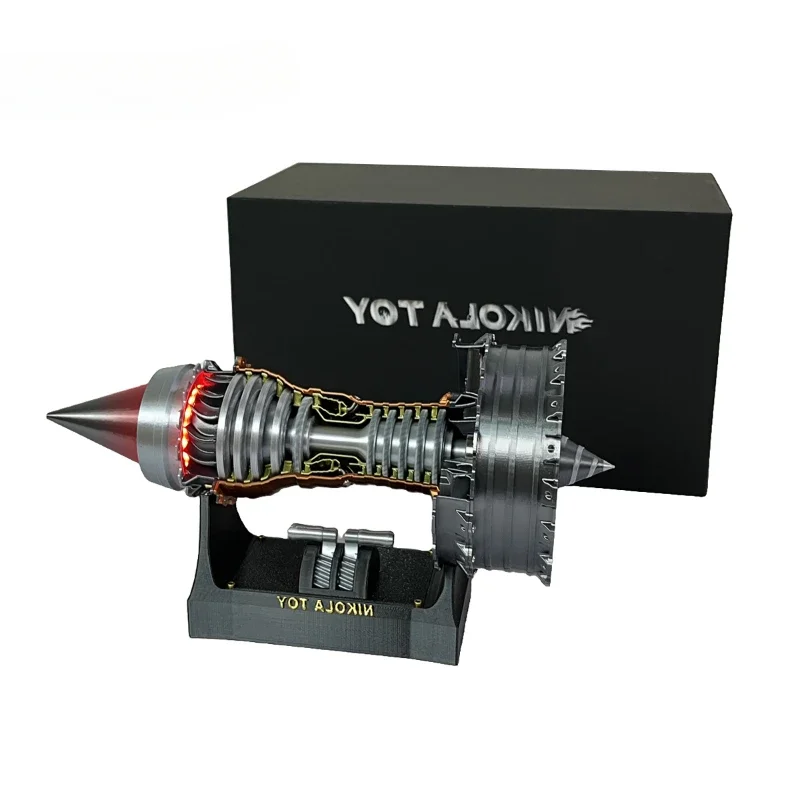 B-M  gift box upgrade, aircraft turbofan engine model, stepless speed regulation + tail flame light effect