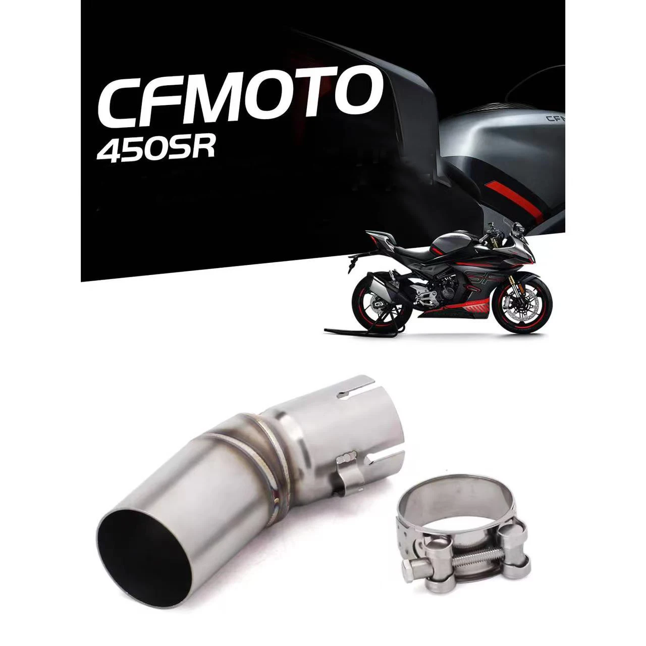 51MM Motorcycle Exhaust System Modified Stainless Steel Exhaust Pipe Middle Section For CFMOTO 450SR 450 SR 2022 2023 Years