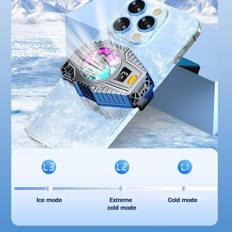 X1 ABS cyfrowy wyświetlacz tylny klips chłodnica do telefonu komórkowego półprzewodnikowy wentylator chłodzący chłodnica dla IPhone Android PUBG akcesoria do gier