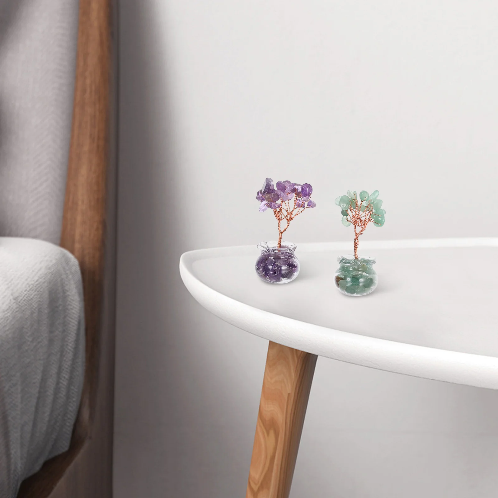 

Crystal Tree Decoration 12pcs Mini Lucky Money Tree Fengshui Bonsai Ornament Wealth Gift Desktop Showpiece Home