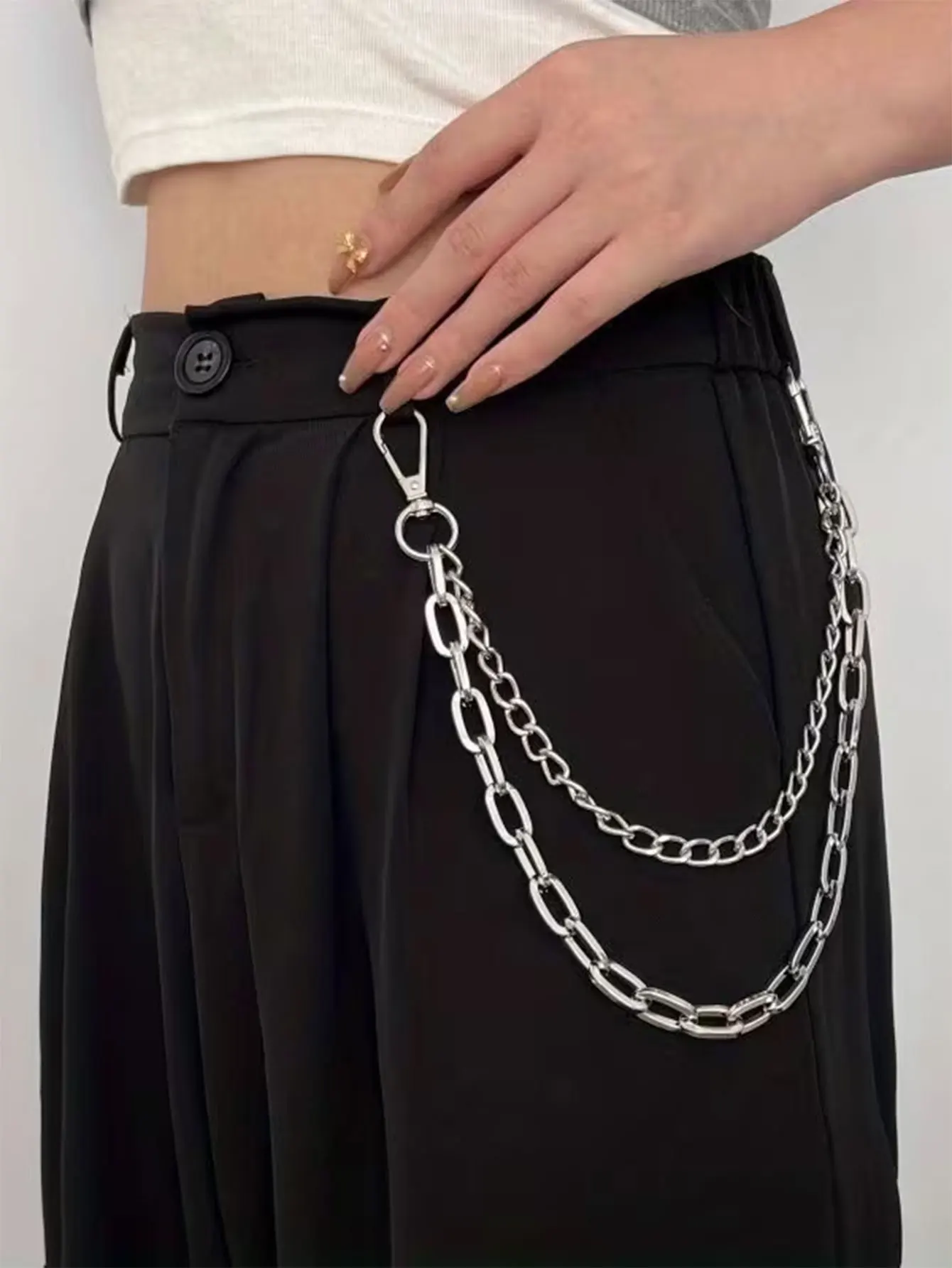 

Универсальная металлическая цепочка на пояс в стиле панк для джинсов, модный аксессуар, подвеска, хип-хоп, универсальная цепочка для брюк для мужчин и женщин, для повседневного ношения