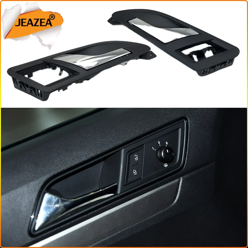 

JEAZEA Car Front Rear Left + Right Side Interior Door Handles Cover For VW Lavida 2008 2009 2010 2011 Passat 2006 2007 2008