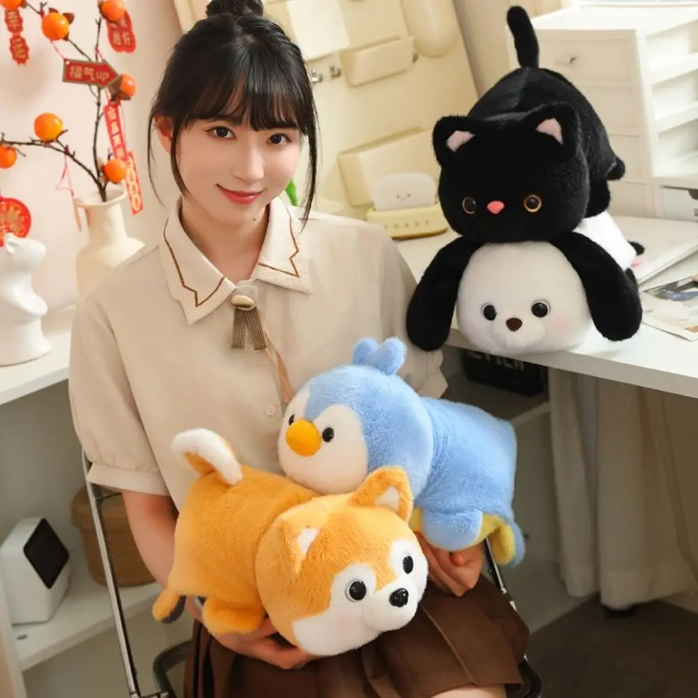 Double-Sided Reversible Animal Toys Stuffed Animal Soft Pillow Duck Plush Doll 2-in-1 Kawaii Transform Panda Girls Gift