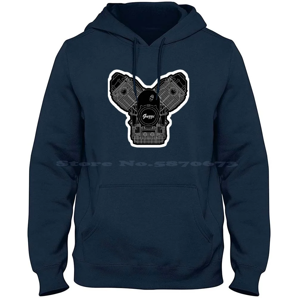 Moto Guzzi Logo : Merch And Apparel-100% Cotton Hoodie Moto Engine Moto Guzzi Anniversary Automotive Bikes Benelli Moto