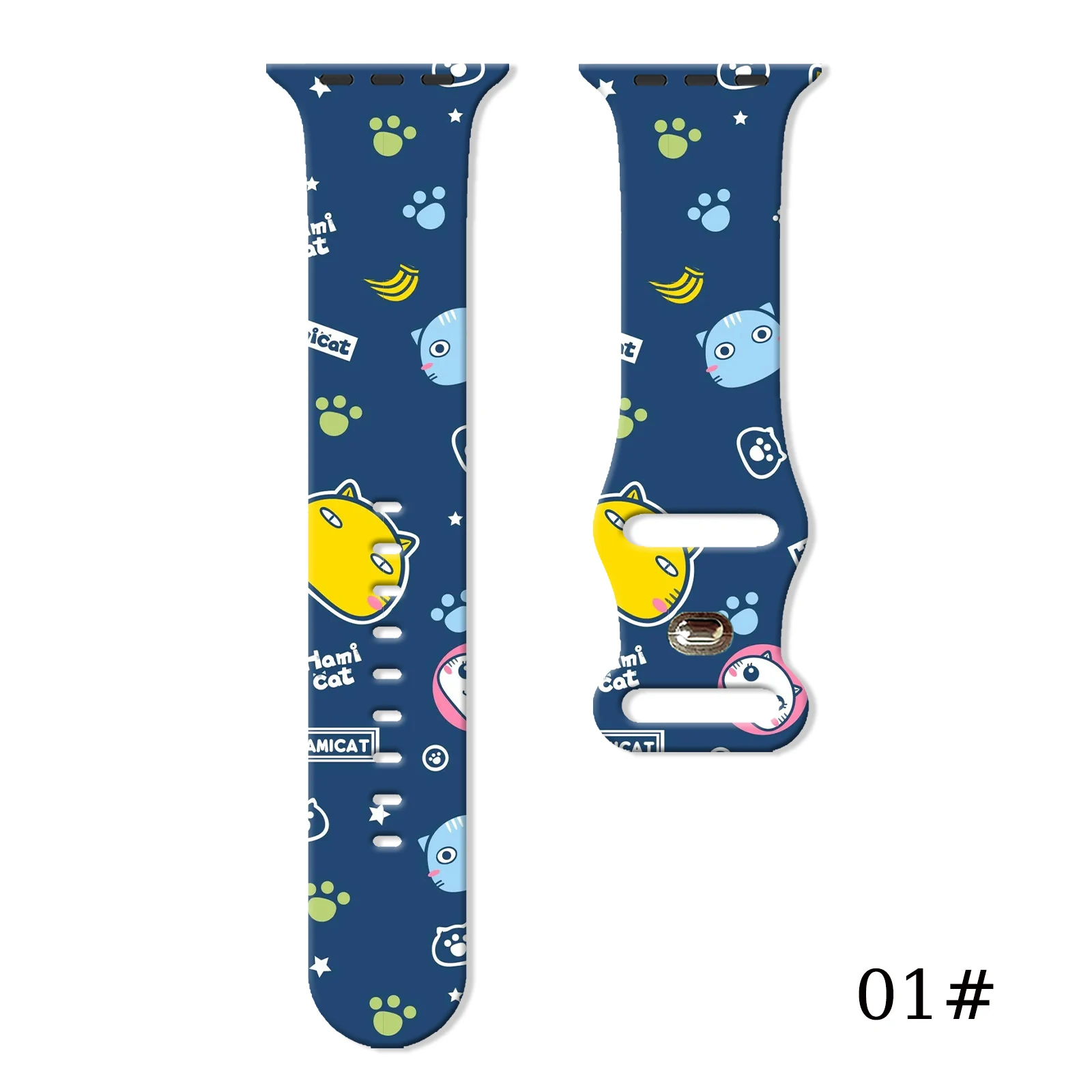 

Clever Lively Hammie Cat Series Print Strap for Apple Watch 11/10/9/SE, Soft Waterproof Replacement Silicone Band 45mm/44mm/42mm