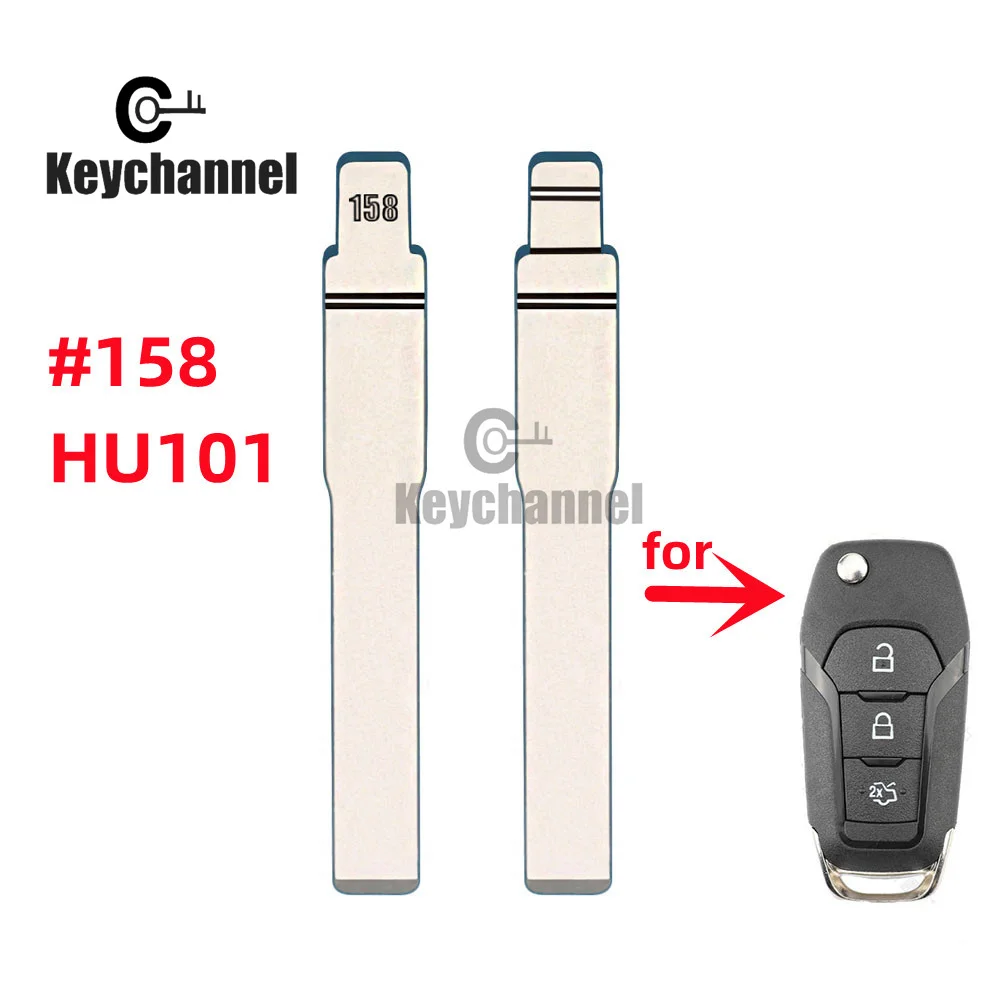 Keychannel 10PCS/LOT Car Key Blade HU101 Flip Key Blank NO.158 for KD KEYDIY Xhorse Remote for Ford Mondeo Ranger Fiesta S-MAX