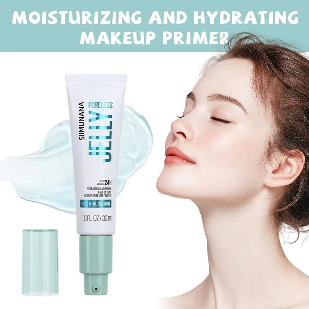 30ml Poreless Jelly Primer with 2% Niacinamide Hydrating Blur Base 24H Moisture Pore-Minimizing Makeup Primer for All Skin