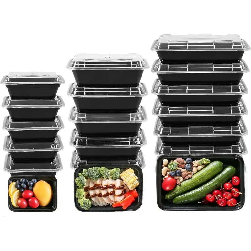 

30 Pack Meal Prep Containers with Lids, 3 Sizes 12, 24, 28 oz Food Storage Set, Lunch Boxes, Sturdy, Stackable, Reusable