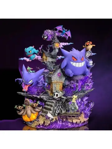 32cm/12.6in Ainme Pokemon Figure Gengar Evolution Family bucket Action Figures Pvc Statue Collection Model Toys Gifts