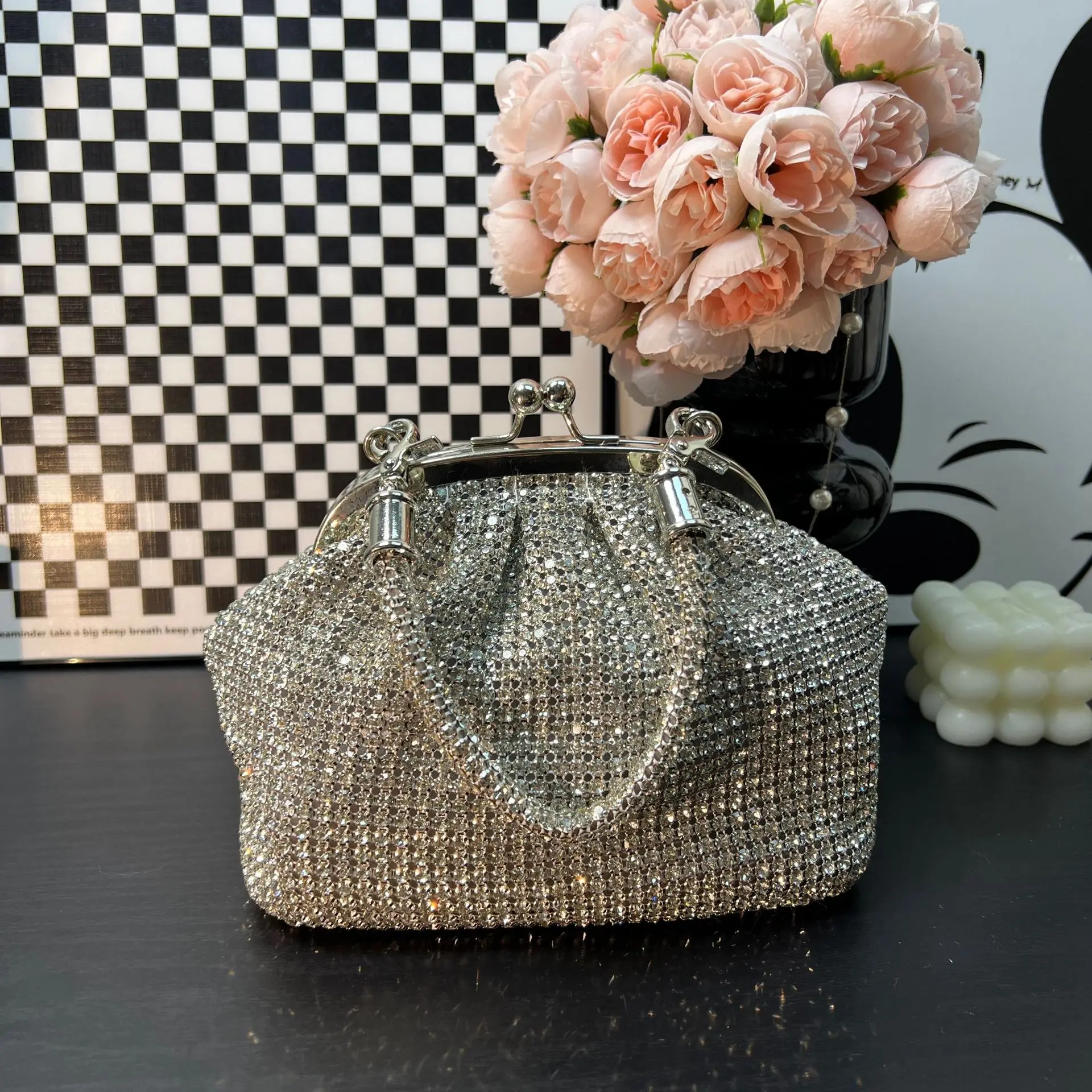 

Вечерняя блестящая сумочка с бриллиантами для женского банкета, блестящая женская сумка Faion Briti Sle из полиэстера, женская сумка среднего размера