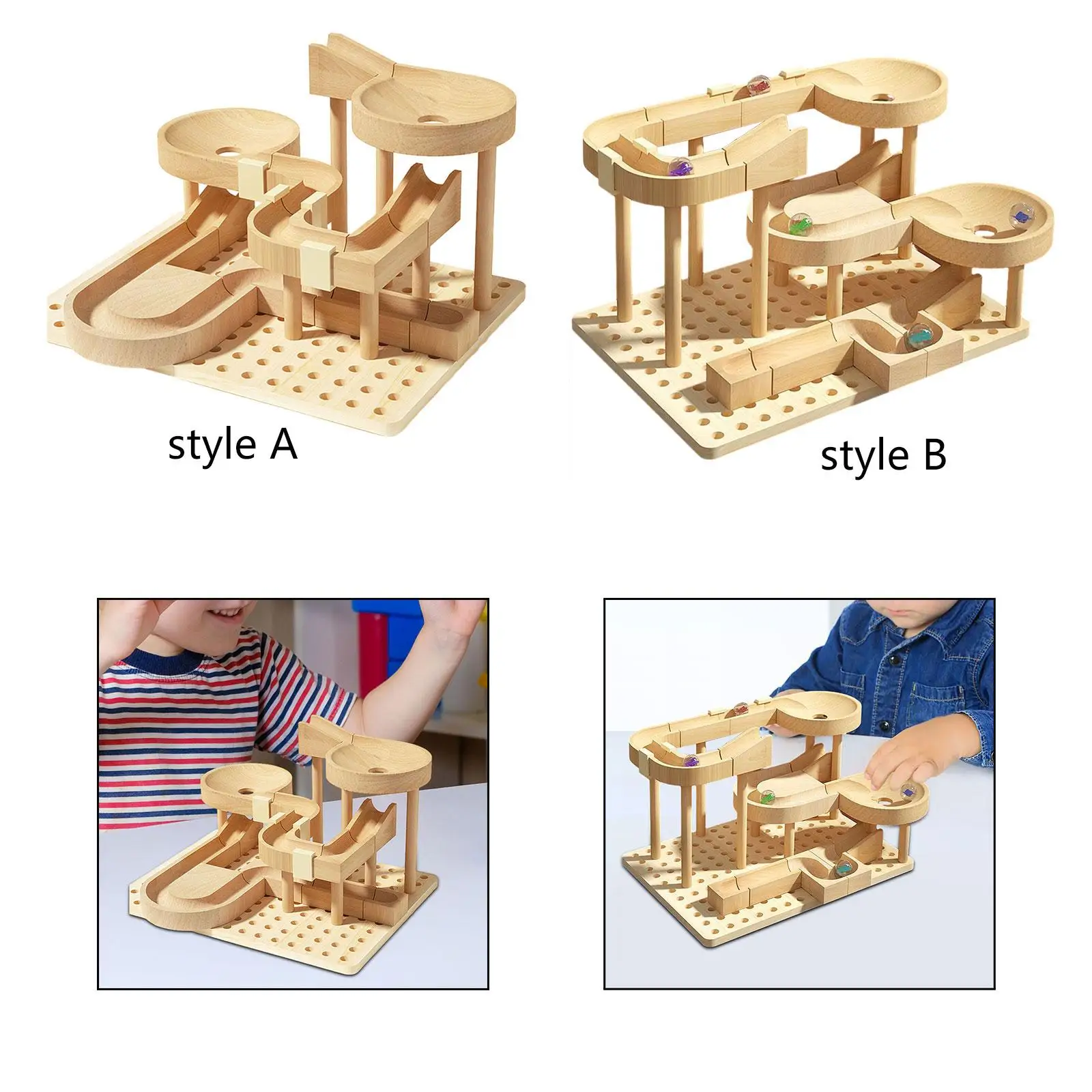 Wooden Track Marble Toy 3D Wooden Puzzle Brain Teaser Castle Track Marble Run