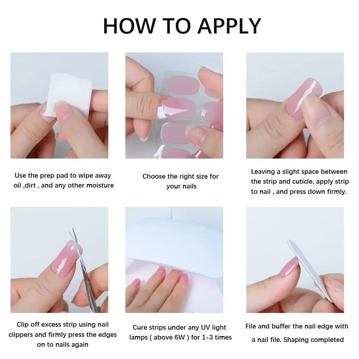 16/20Tips Semi-Cured Gel Nail Wraps Flash Solid Adhesive Waterproof Long Lasting DIY Gel Nail Stickers UV Lamp Need