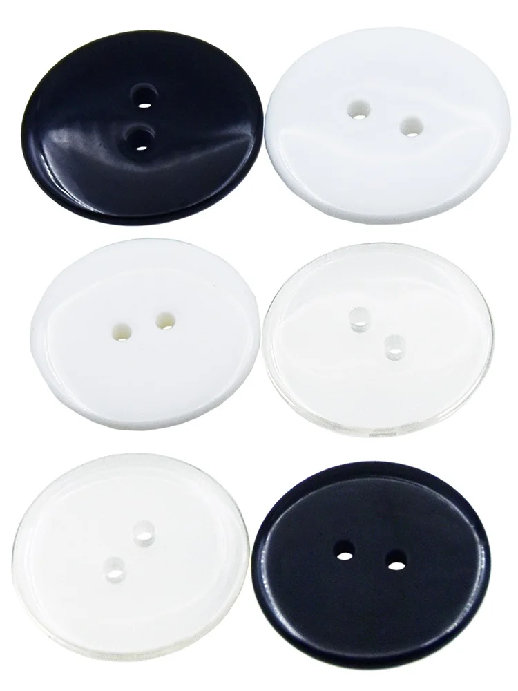 Glaze Round Glass Lucency Resin Buttons White Black Sewing Accessorries For Wedding Women Garments Handmade 8mm-30mm 10PCs 30PCs