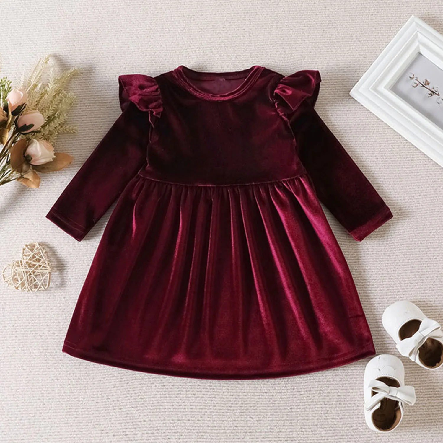 Shiny Toddler Baby Autumn/Winter Velet Birthday Party Graduation Ceremony Casual Christmas Holiday Dress