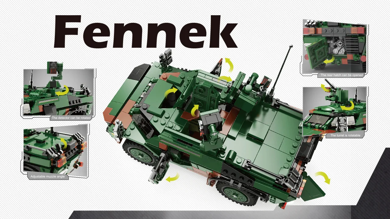 

1:30 Scale Fennek Germany Modern Military Model Build Block WW2 Wheeled Armored Reconnaissance Vehicle Army Brick Toys For Gift