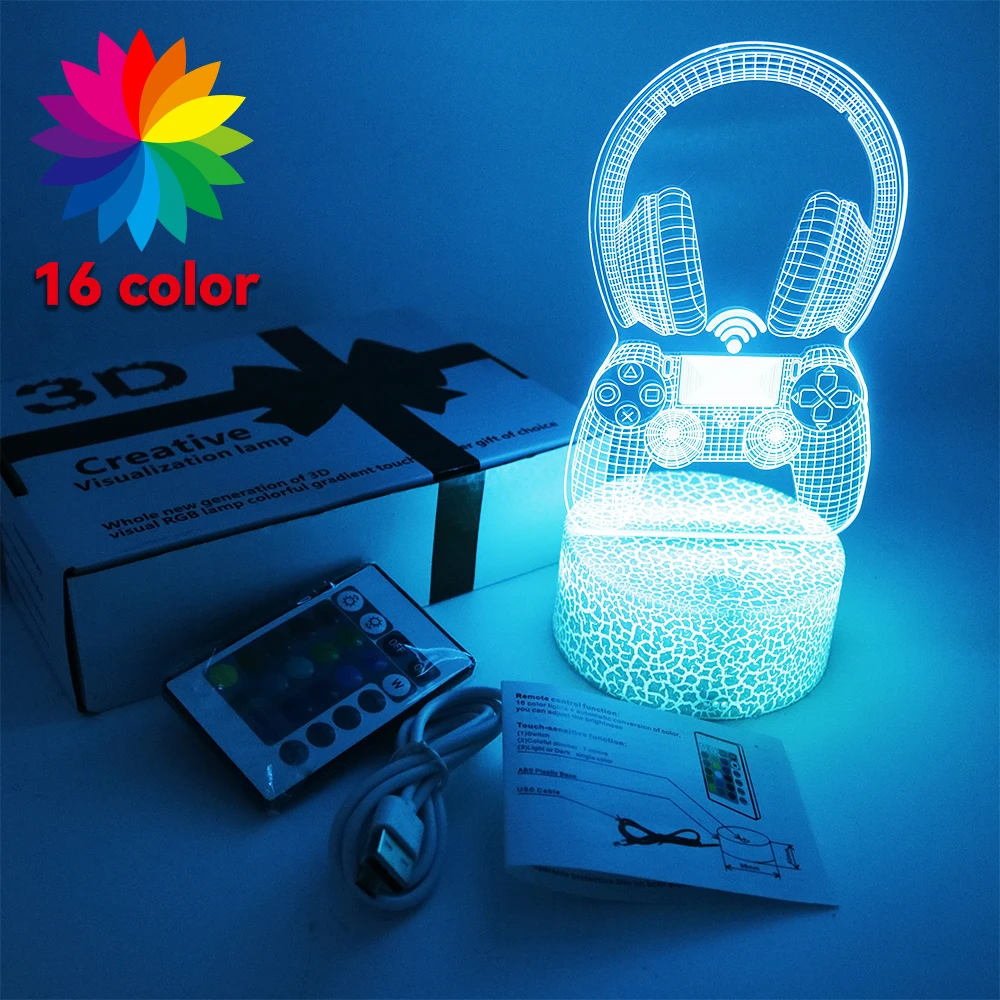 Lámpara LED para mesita de noche, decoración del hogar para juegos, 16 colores, Control remoto inteligente, decoración de habitación táctil, luz nocturna