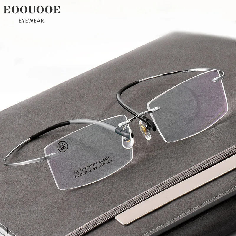 

55mm Rimless Glasses Frame Titanium Men Eyewear Myopia Hyperopia Prescription Progressive Lenses Anti-Reflection Oculos