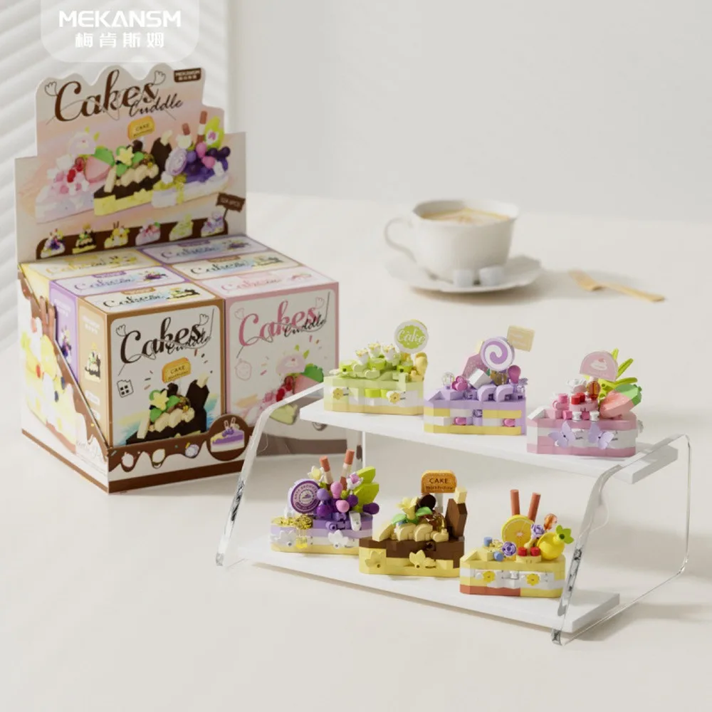 Micro Particle Building Blocks Simulated Party Dessert Colorful Triangle Cake Series DIY Assembly Model Tabletop Play Decor