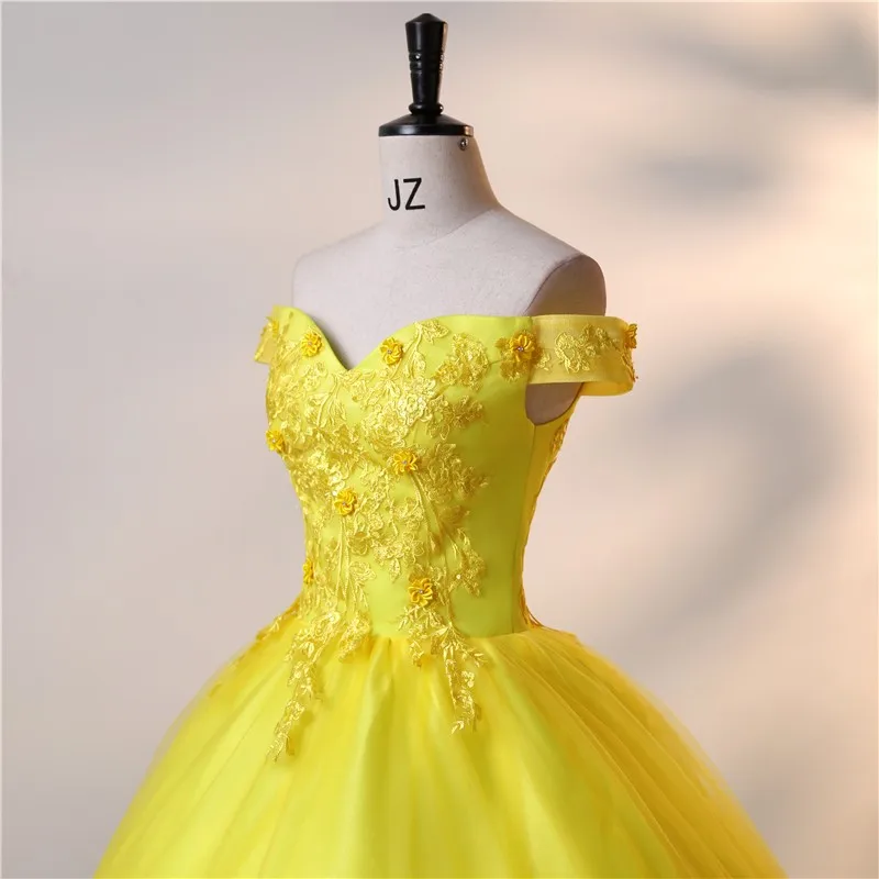 Ashley Gloria-Robe de soirée jaune en dentelle, robes de Quinceanera douces, robe de Rhclassique, élégante, Off initiée, personnalisée, B01