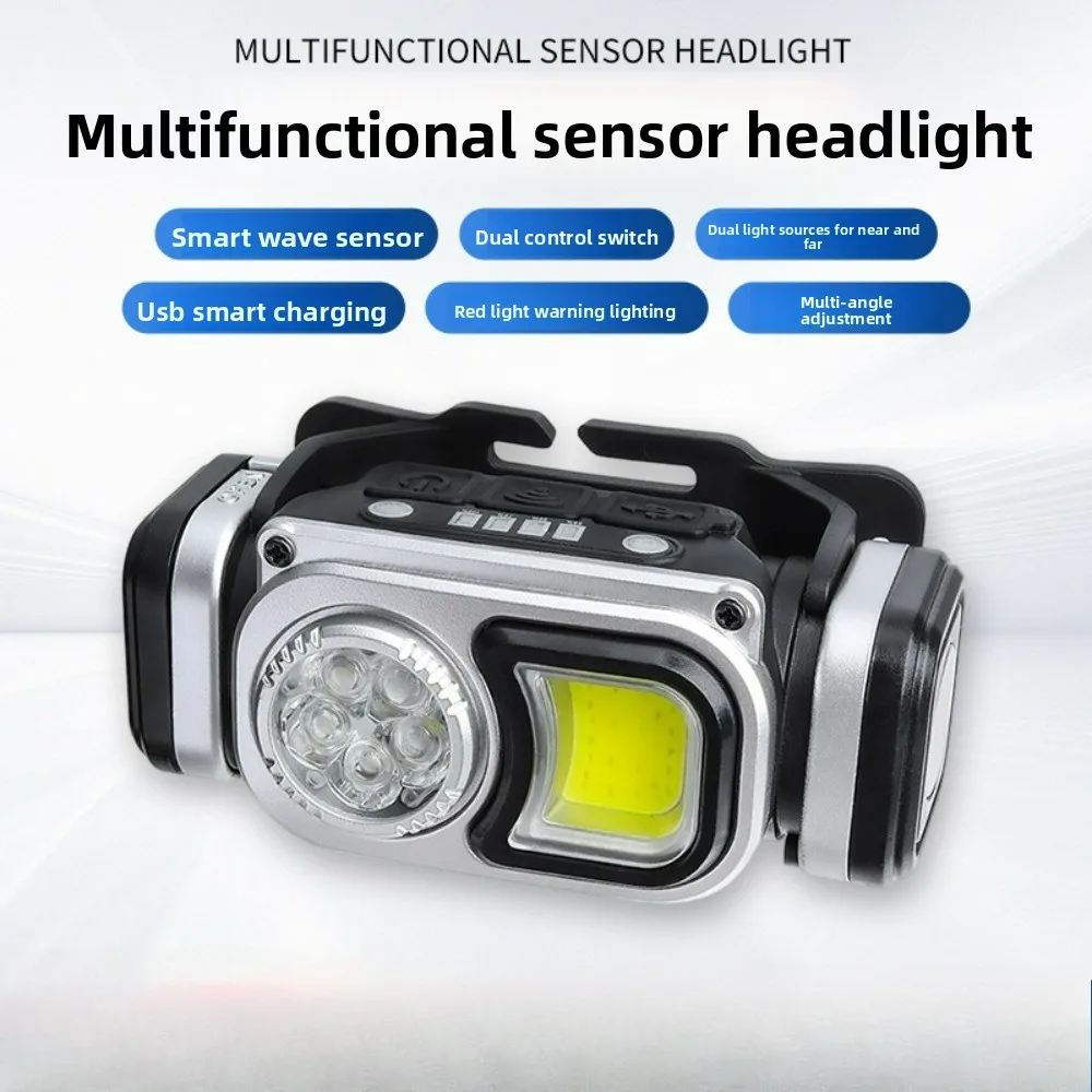 

Сенсорный светодиодный налобный фонарь: суперяркая портативная фара дальнего действия с USB-аккумулятором для ночного бега и рыбалки на открытом воздухе