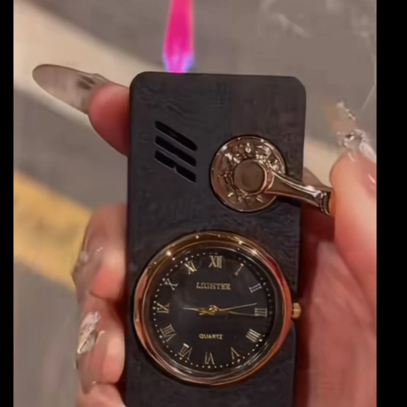 Creative New Quartz Dial Lighter Metal Inflatable Windproof Lighter Exquisite Watch Portable Cigarette Accessories Business Gift
