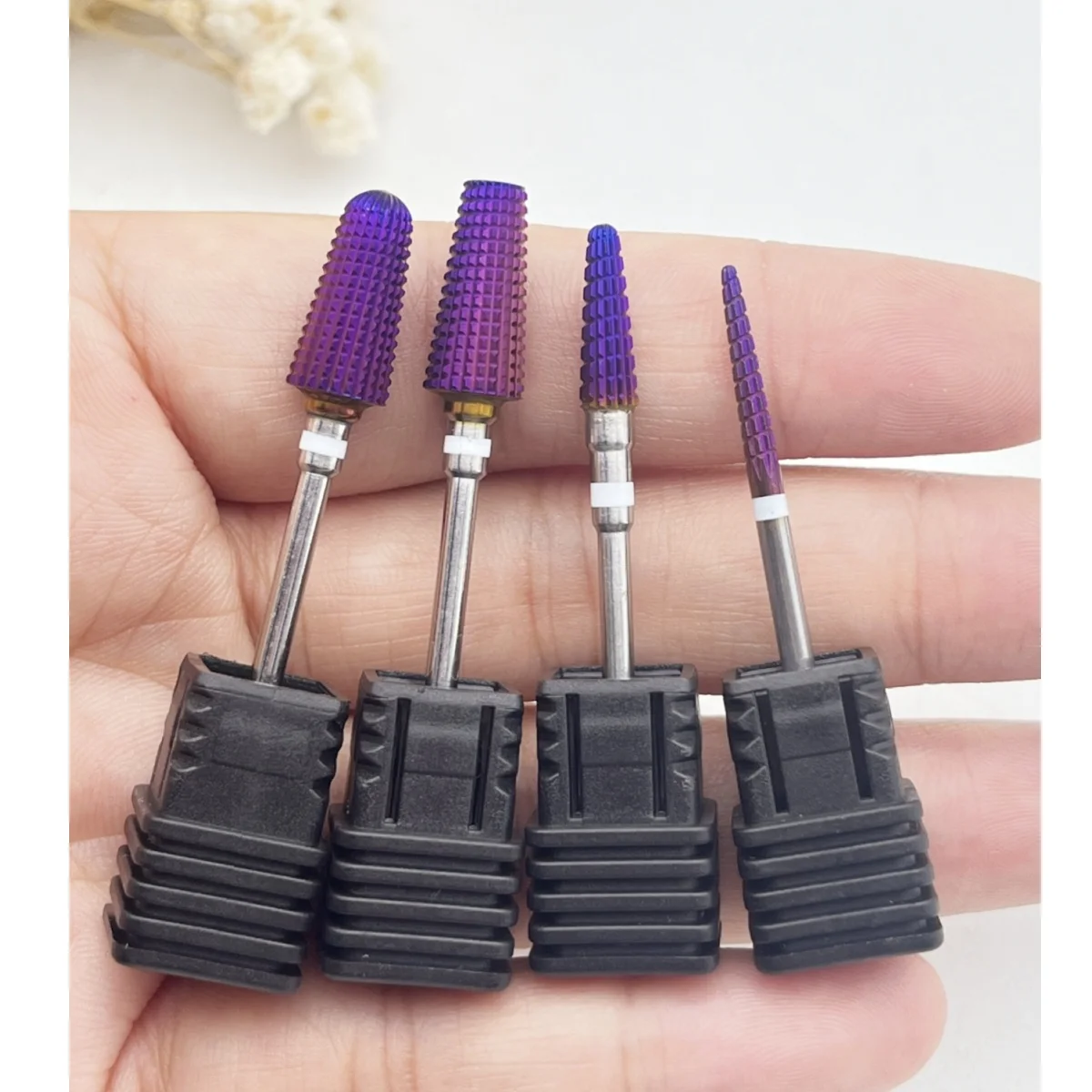 4 قطعة/المجموعة 5 In1 مدبب السلامة الأرجواني/الأصل كربيد مسمار لقمة ثقب قطع التدريبات التنغستن قاطعة المطحنة ل مانيكير إزالة هلام