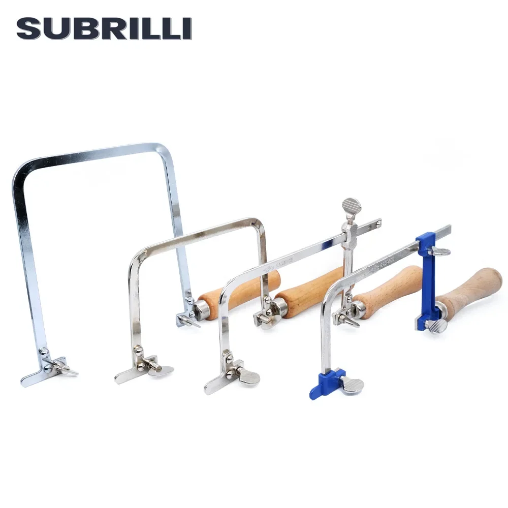 SUBRILLI Steel Frame Coping Saw Handle Adjustable Frame Sawbow for Woodworking Craft Jewelry U-Shape Jig Saw DIY Cutting Tool