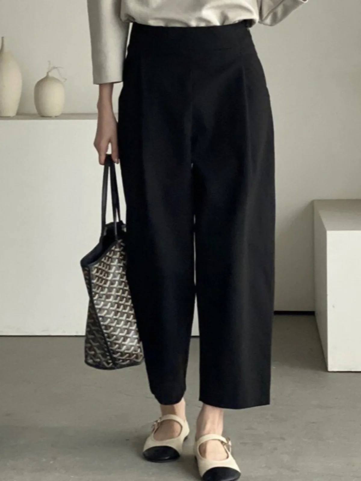 Korean Style High Waist Loose Casual Pants Women\'s Versatile Nine Point Pants Spring New Design Slimming Effect Age Reduction
