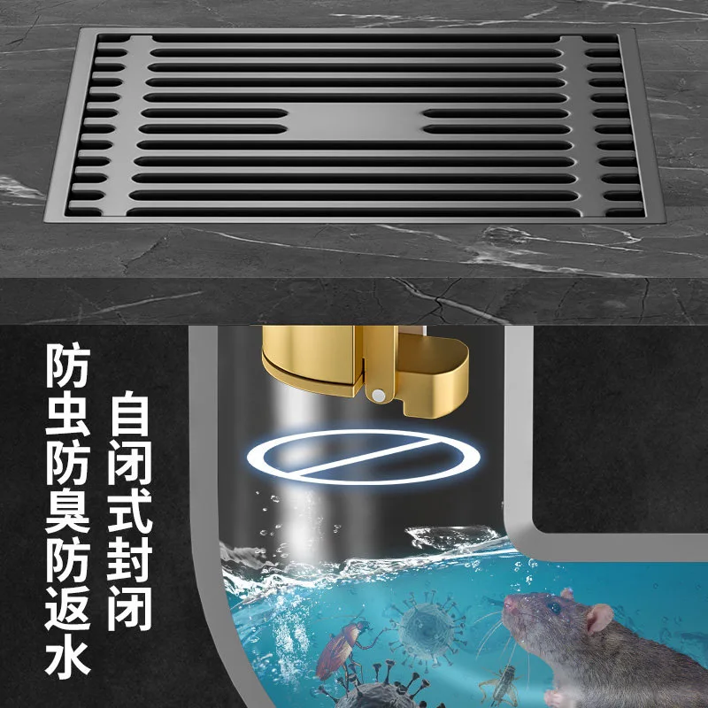 Thickened Grey 304 Stainless Steel Floor Drain, Anti Odor Shower Drain for Bathroom Kitchen Laundry