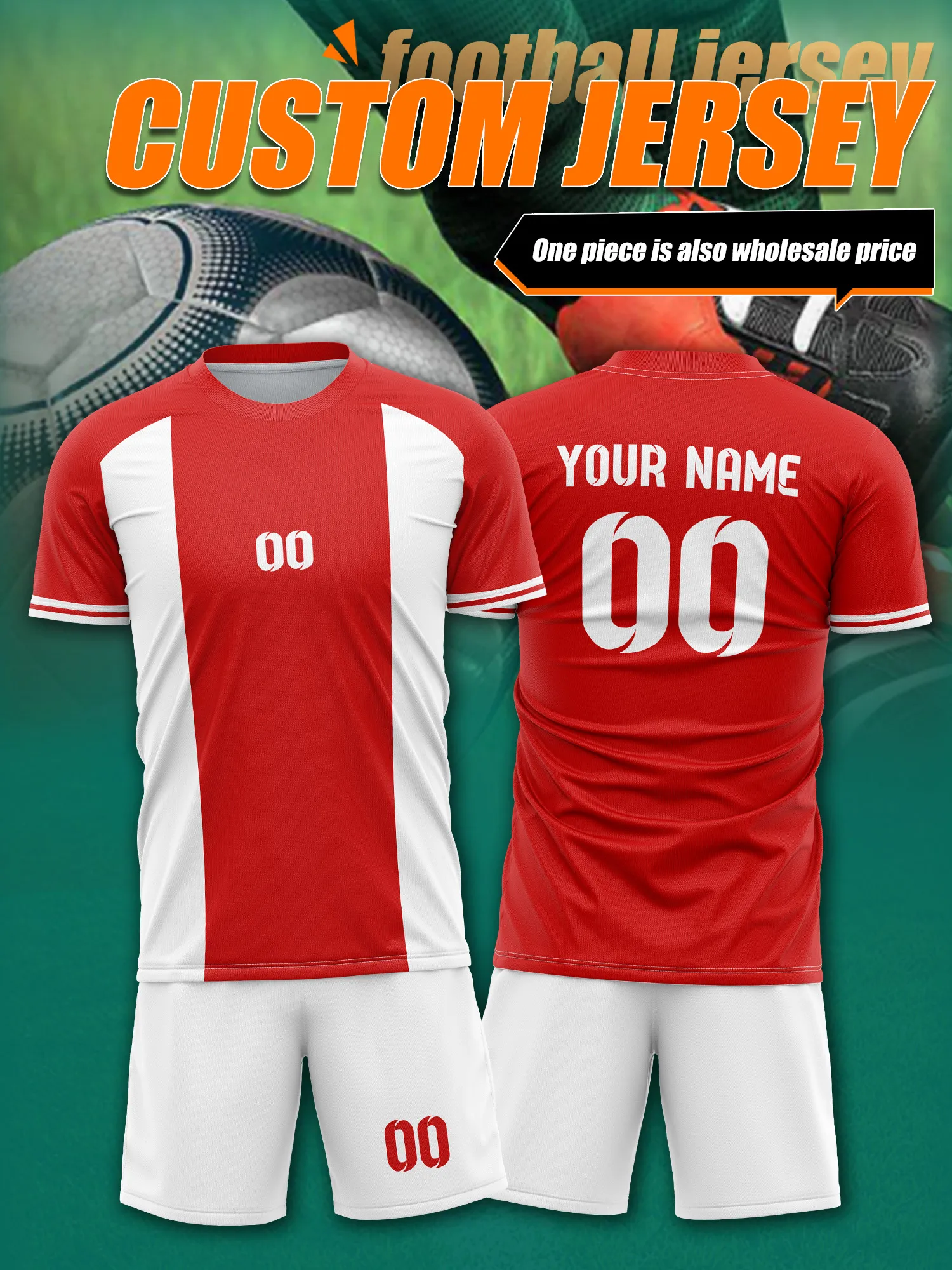 

Футбольная майка с индивидуальным изображением, номером и именем, ткань с защитой от разрывов, сверхпрочная и долговечная тренировочная форма для футбола