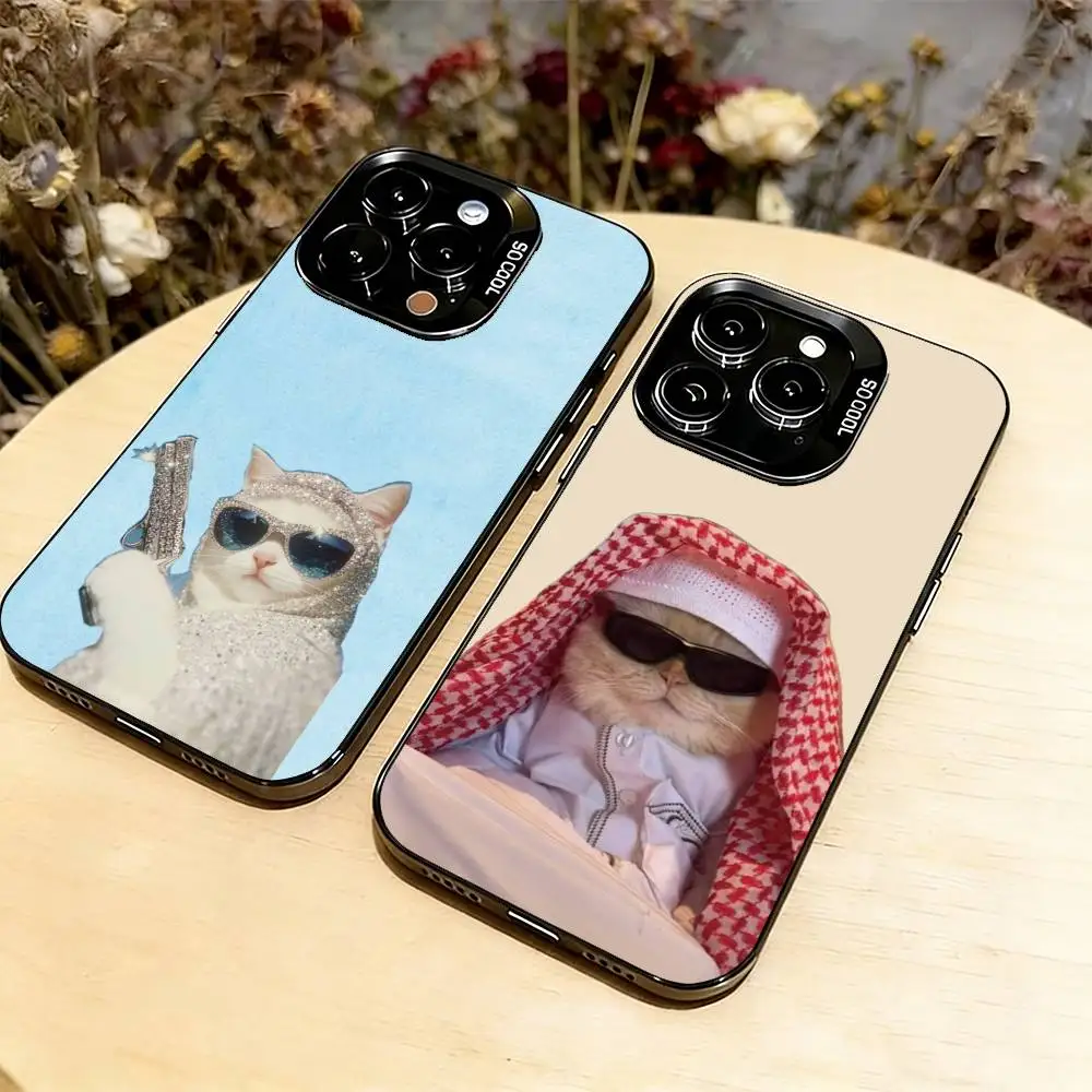 

Забавный милый чехол для телефона с котиком для iPhone 17, 16, 15, 14, 13, 12, 11 Plus, Pro Max, XS, цветной, с серебряным покрытием внутри
