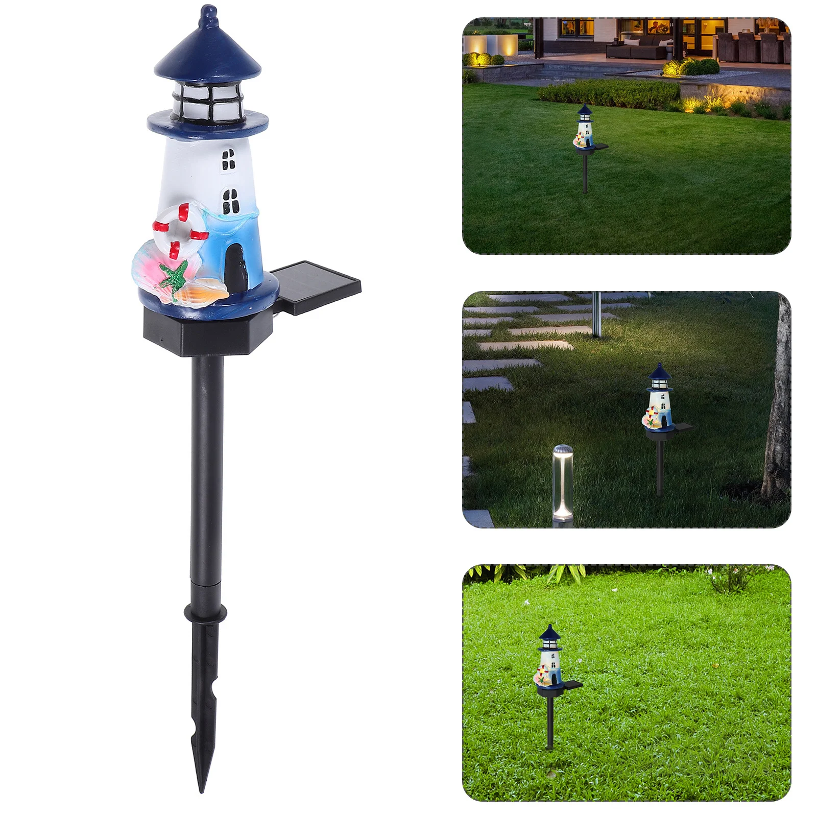 

Lighthouse Solar Light Outdoor Garden Resin Decor Advanced Technology Nautical Charm Long Term Use Lighthouse Outdoor Decor
