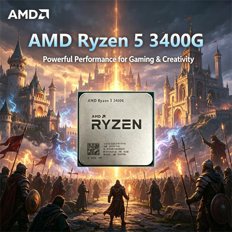 Процессор AMD Ryzen 5 3400G R5 3400G 3.7ГГц, четырехъядерный, восьмипоточный, 65Вт, YD3400C5M4MFH, сокет AM4, без упаков