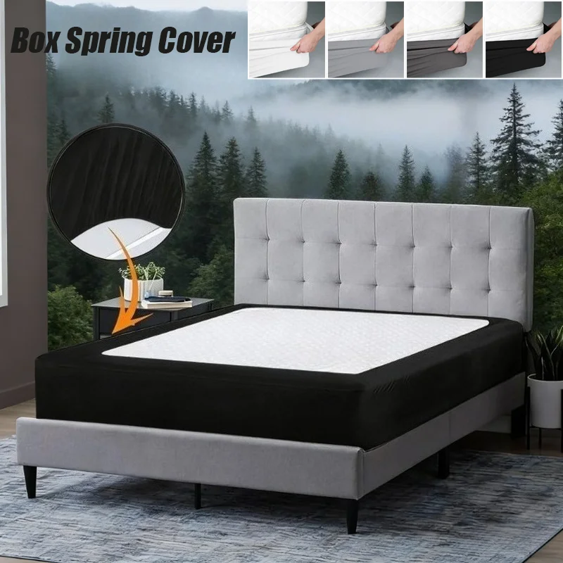 1PC Luxury Solid High-Elastic Soft Knit Bed Base Cover Ultra Deep Elastic Wrap All-Around Bed Base Protector Easy Fit Bed Spread
