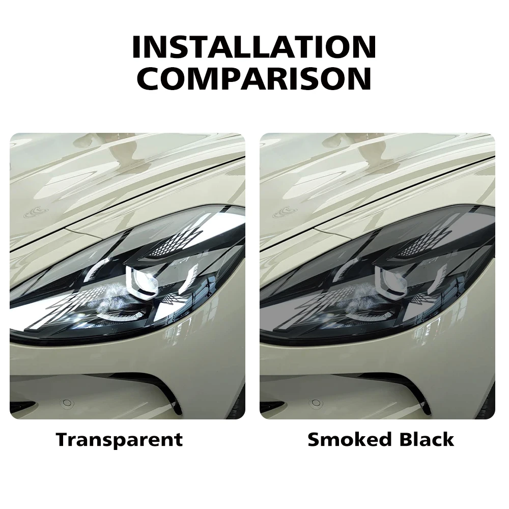 High Gloss Smoke Black TPU PPF Car Headlight Cover for MG Cyberster 2024-2026 – Pre-Cut Anti-Scratch Vinyl Wrap Protection Film
