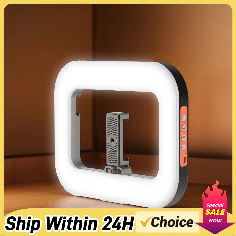 Portable Square Fill Light Rechargeable Smartphone Video Rig Lamp Adjustable Charging Photography Light for Recording Vlogging
