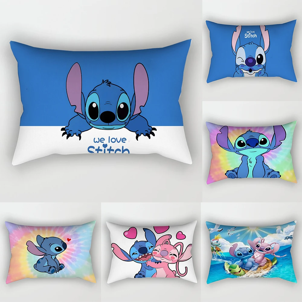 

30x50cm Lilo & Stitch Disney Anime Pillow Case Living Room Car Decoration Pillows Slip Action Toys Cartoon Pillowcase Kids Gifts