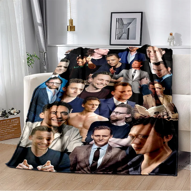 T-Tom Hiddleston Collage Plaid Actor Soft Plush Blanket,Flannel Blanket  for Living Room Bedroom Bed Sofa Picnic kids