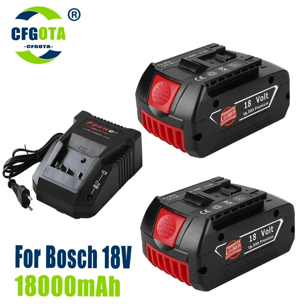 BAT609 Rechargeable Battery 18 V 18000mAh Lithium Ion for Bosch 18v Battery BAT609 BAT609G BAT618 BAT618G BAT614+Charger