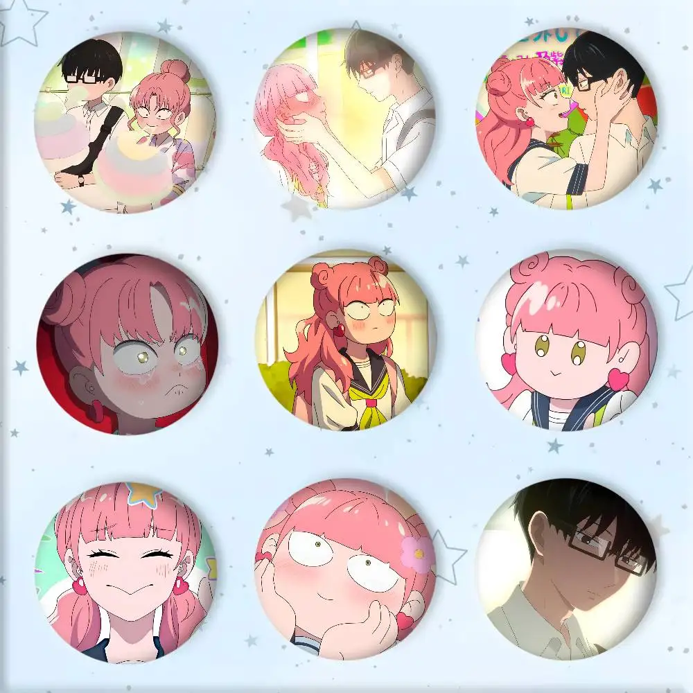 Cartoon Anime Y-You and I are polar opposites Badge Tinplate Round Laser Brooch Clothes Backpack Accessories Lapel