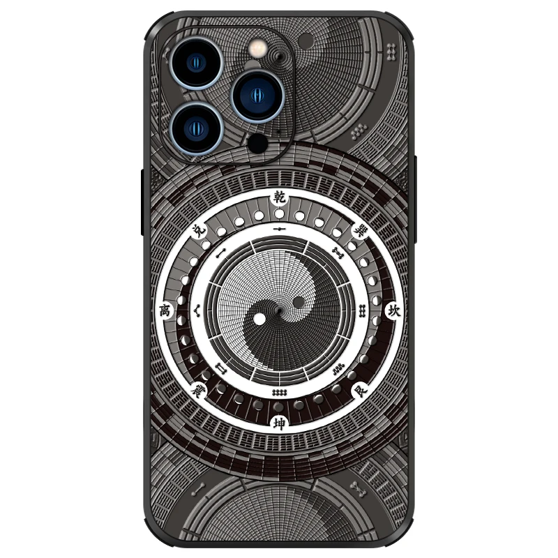 

Ретро даосский мужской мягкий чехол Инь Ян Багуа из искусственной кожи с тиснением для Iphone 16, Pro Max 15, 14, 13, 12, 11 Pro Max Tradycja MR040